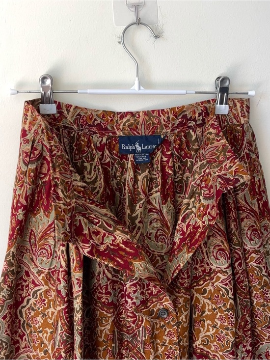 Ralph Lauren Blue Label Dresses & Skirts - Vintage Ralph Lauren Skirt Sz 10 Cotton Linen Red Ornate Tapestry 80s Blue Label